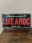 VTG NEW, NOS Thornton Chevrolet Atlanta, Georgia License Plate: LIKE A ROC