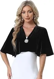 [Allegra K] Velvet Cardigan for Women's Bell Sleeve Solid Open Front Cropped Shrug Bolero Jacket