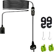 E27 LED Light Bulb Base 3M Extension Cable Cord with Dimming On/Off Switch, E26 Lamp Holder Socket AC AU Power Plug, Lights Lamp Bulb Cord for Bedroom Kitchen Plant Growth DIY Hanging Pendant Light