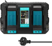 Makita 18V DC18RD Compatible Rapid Charger - Dual Port Lithium-Ion Battery Charger