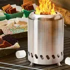 Smokeless Tabletop Fire Pit Indoor Outdoor Table Top Firepit Mini Stove (Silver)