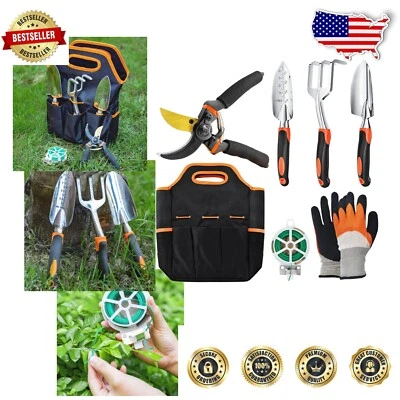 Durable 7-Peice Garden Tool Set with Eco-Friendly Gift Packaging & Storage Tote