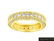 2.05Ct Round Diamond Milgrain Eternity Band Ring Accents 18k Yellow Gold F VS2