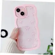 Bow Case for iPhone 13/iPhone 14, Clear Cute Ribbon Bow Phone Case Curly Wavy