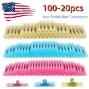 20-100pcs 22-10AWG Heat Shrink Butt Wire Splice Connectors Seal Crimp Terminals