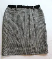 MAX STUDIO Womens LINEN Lined HOUNDSTOOTH GINGHAM CHECKER SKIRT NWT SZ 4 28x21