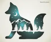 Joanie Stencil 8" T Woodland Fox Star Night Moon Mountain Trees DIY Cabin Signs