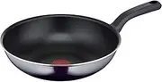 [Tefal] D52619 Resist Wok Pan | Safe Titanium Non-Stick Coating | Thermal Signal Temperature Indicator | Not Suitable for Induction Cookers | Easy Cleaning | Flame Protect Technology | Black | 28 cm /