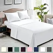 Rohi White Single Flat Sheet Microfibre – Ultra-Soft, Durable, and Hypoallergenic Flat Sheets for Standard and Oversized Mattress Flat Bed Sheet (White – 177 x 255cm)
