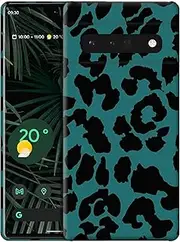[GlamCase] for Google Pixel 6 Pro 5G, Google Pixel 6 Pro 5G Case - Teal Leopard Pattern Printed Slim & Sleek Cute Plastic Hard Protective Designer Back Phone Case/Cover for Google Pixel 6 Pro 5G
