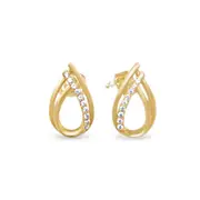 Pear Shape Stud Earrings with Cubic Zirconia in 9ct Yellow Gold