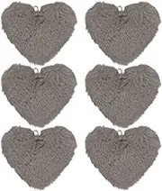 uxcell 6-Pack Heart Shape Faux Fur Pom Poms, 1.2 Inch/ 3.9 cm Soft Fluffy Pompoms Balls Faux Rabbit Fur with Elastic Loop for Hats/Bags/Keychains/Knitting/DIY Crafts [Khaki]