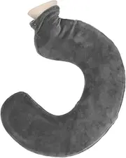 Neck Hot Water Bottle, U Shaped Hot Water Bag, Winter Plush Hot Water Bag, Suitable for Use On Cold Nights (Grey Set)