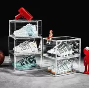 3/4/6/8 Clear Magnetic Shoe Storage Box Drop Side Case Stackable Container XL