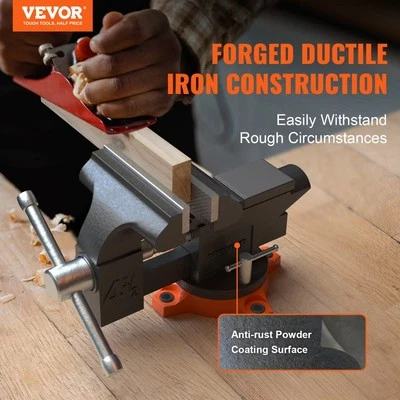 4.5 Inch Heavy Duty Bench Vise with Swivel Base and Anvil for Multi-Purpose Use