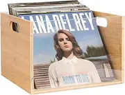 Record Album Storage Crate, Bamboo & Acrylic Vinyl ​Record Crate, Multifunctional Visible Record Holder Crate with Handle, Great for Storing Vinyl ​Record LP's/Albums Hanging Letter Size Folders Toy
