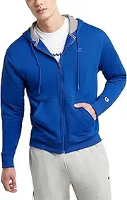 [Champion] Mens Powerblend Full-Zip Hoodie Warm Up or Track Jacket, Black, Medium US