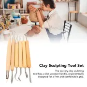 6Pcs Pottery Clay Sculpting Double End Wood Handle Clay Sculpting Tool