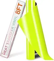 HTVRONT HTV Vinyl Rolls Heat Transfer Vinyl - 12'' x 8ft Neon Yellow HTV Vinyl for Shirts, Iron on Vinyl for All Cutter Machine - Easy to Cut & Weed for Heat Vinyl Design (SG9877)