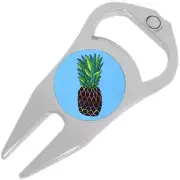Pineapple on Blue Golf Ball Marker Divot Repair Tool Bottle Opener