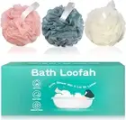 Loofah Shower Puff for Women and Men Soft Body Scrubber Bath Sponge Set of 3