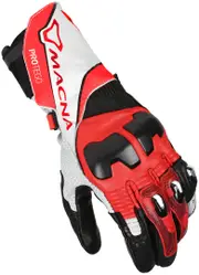 Macna Protego Motorcycle Gloves, black-white-red, Size XL for Men Black White Red