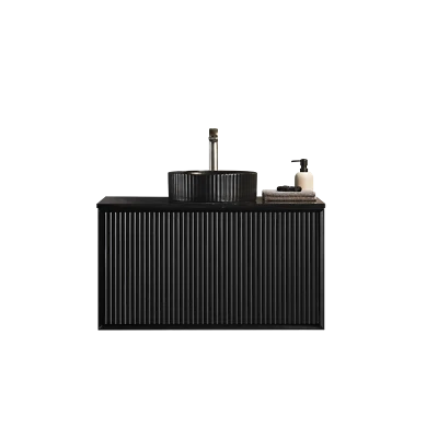 600-1500*460*500mm CETO Kirribilli Matte Black PVC Wall Hung Vanity