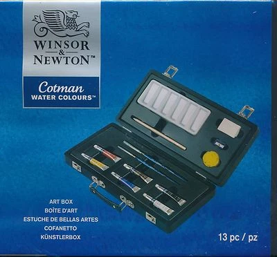 Winsor And Newton 13 piece Cotman Water Colours Art Box set NEW 6 x 8 ml.