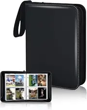 Trading Card Binder with Sleeves, 4 Pocket Baseball Card Binder, Sports Card Binder Collectible Trading Card Albums Fits 400 Cards with 50 Removable Sleeves Black