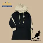 【✨親子童裝館✨】KANGOL 袋鼠 秋冬款 正品現貨 女生 長版洋裝 休閒洋裝 棉質洋裝 連帽 剪接 黑色