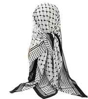 [Generic] Arabvo Wrap Bandana Head Scarf, Palestinian | Chiffon Hijab Printed Chiffon Scarf for Women, White Chiffon Fabric Chiffon Desert Crafato for Adu Scarf, Blackwhite, Fare riferimento alla descrizione