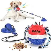 Indestructible Dog Chew Toy, Interactive Dog Toys for Aggressive Chewers Boredom Interactive Rope Bite Squeaky Toy, Training Ball for Teeth Cleaning, Dog Puzzle Treat Food Dispensing Toy
