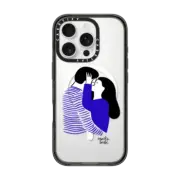 iPhone 16 Pro Impact Case MagSafe Compatible Blue Stripes Love