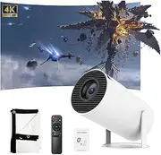 Movie Hub Mini Projector with 60" Screen, Ultra HD Portable Mini Projector 2.0, Support for 4K HD, Plug and Play, 180° Angle Adjustment, 2.4/5G WiFi, Immersive Surround Sound