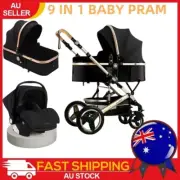 ✈️Fold Reversible Baby Pram Stroller Bassinet Shock Absorbers Jogger Push Chair