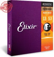 Elixir 16182 Nanoweb Phosphor Bronze Acoustic Guitar Strings HD Light .013-.053