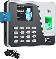 NGTeco Time Clock in Machine, Fingerprint Attendance Machine，Clock in Machine for Employees Small Business, Fingerprint and PIN Biometric Time Clock, Office Punch Clock (0 Monthly Fees) NG-AS10