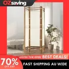 Folding room divider 3 panels bamboo canvas cream white 120x180 cm 0623