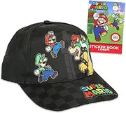 [Super Mario] Mario Baseball Hat for Boys, Kids Hat Bundle with Mario and Luigi Baseball Cap for Kids Plus Stickers Hat for Boys 6-8
