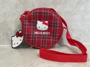Sanrio Hello Kitty Girls Checkered Red Round Shoulder Crossbody Bag