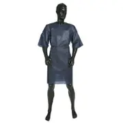 50pcs PP Disposable Patient Gown Short Sleeved Blue Elastic Cuff w/ Ties - OS (XL, 2XL, 3XL)