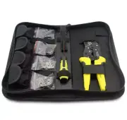 Cable Stripping Ratchet Crimping Tool Mold Combination Leather Cover Set New