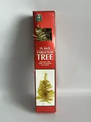 Gold tinsel artificial Christmas trre tabletop 16” new/old stock