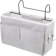 BESPORTBLE Vessel Tools Bedside Hanging Organizer Bedside Hanging Storage Baskets with Metal Hooks for Bunk and Beds Dorm Rooms Rails Grey Bookshelf Nightstand