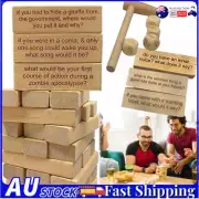 54 Pieces Wooden Questions Tumbling Tower Game, Funny Blocks Stacking Tower Game