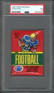 1980 TOPPS FOOTBALL CARD UNOPENED WAX PACK PSA 5 EX "RB" WRAPPER VARIATION