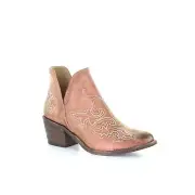 Corral Ladies Pink Embroidery J Toe Booties Q0174