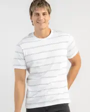 [Rip Curl] Rip Curl Men's Plain Stripe T-Shirt in White/Blue Size 2XL 2XL White/Blue