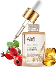 [ANAI RUI] Squalane + Vitamin E Rosehip Oil Moisturizer for Face Hydrate, Reduce Scars and Stretch Marks, Wrinkles for Smoother, Softer Skin 1 fl. Oz