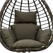Waterproof Egg Swing Cushion with Headrest & Backrest, Removable Soft PP Cotton Outdoor Chair Cushion for Patio, Garden, Balcony - Adjustable Ties, Skin-Friendly(Dark Gray)
